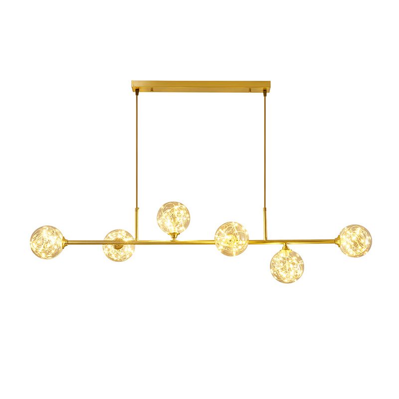 Modern Style Dining Chandelier Light Round Glass Shade Hanging Light for Dining Room