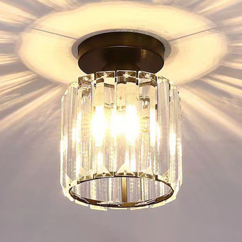 Modern Geometry Shape Ceiling Light with Crystal Shade for Living Room