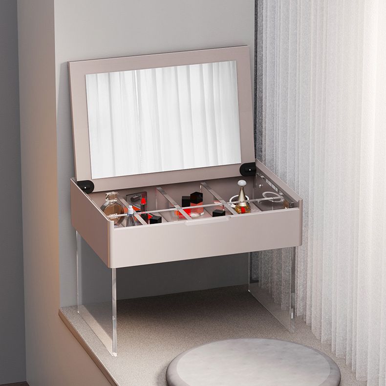 Scandinavian 15.74 " Wide Solid Color Wooden Top Acrylic Base Mirror Make-up Vanity