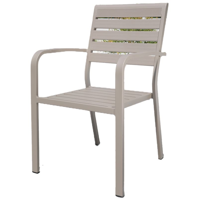 Grey Stacking Dining Side Chair Arms Included Outdoor Bistro Chairs