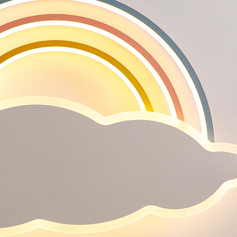 Luz empotrada de arco iris y nube, luz LED de montaje en techo multicolor de dibujos animados para dormitorio