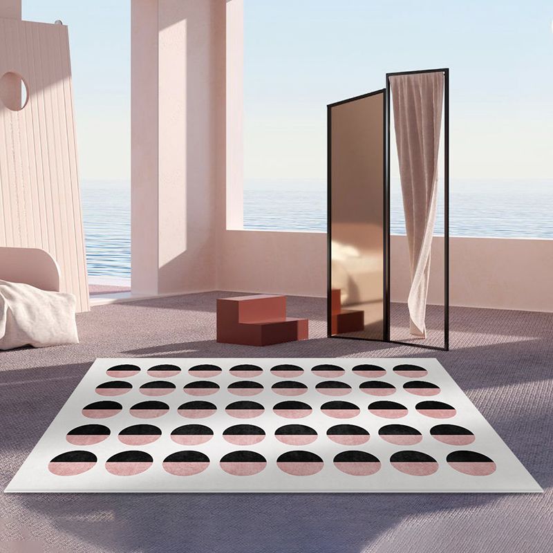 Simple Checkerboard Rug Polyester Indoor Rug Non-slip Area Carpet for Living Room and Bedroom