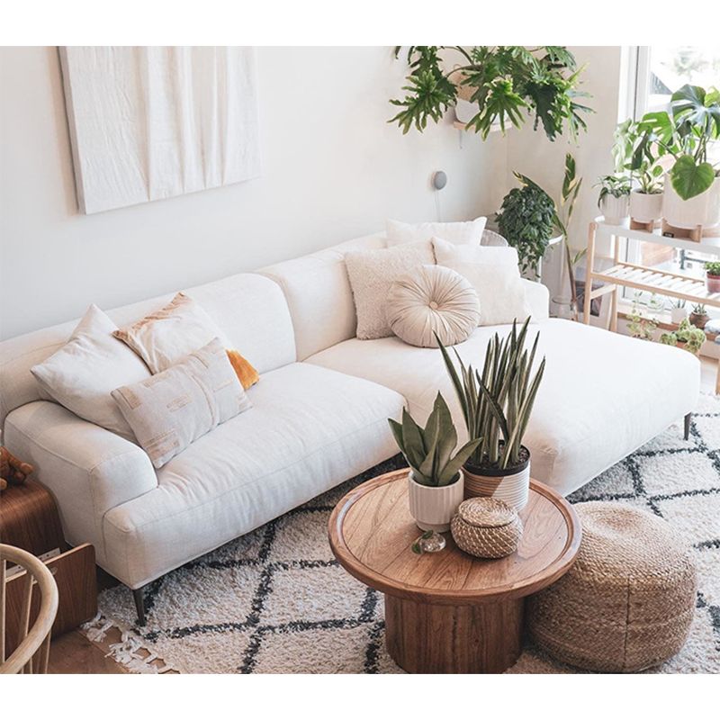 Modern Beige Sectional Sofa Scooped Arm Tight Back Sectional for Living Room