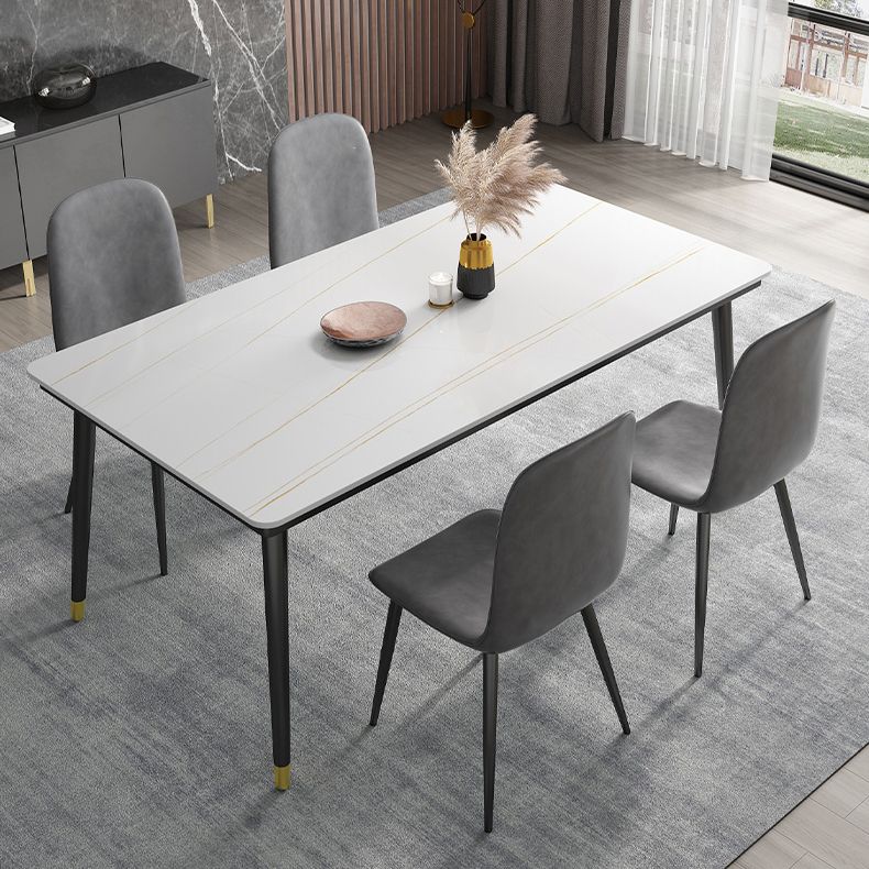 Table à manger de cuisine en pierre fritrée moderne avec base de 4 jambes avec base de 4 jambes