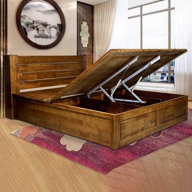 Traditional Solid Wood Standard Rectangular Open-Frame Headboard Bed