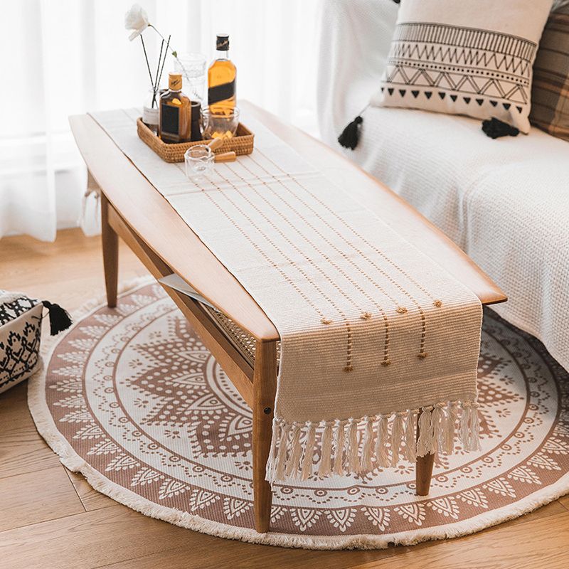 Marokkanischer Teppich mit Blumenmuster, mehrfarbiger Teppich mit Fransen, waschbarer Teppich aus Baumwollmischung für die Inneneinrichtung