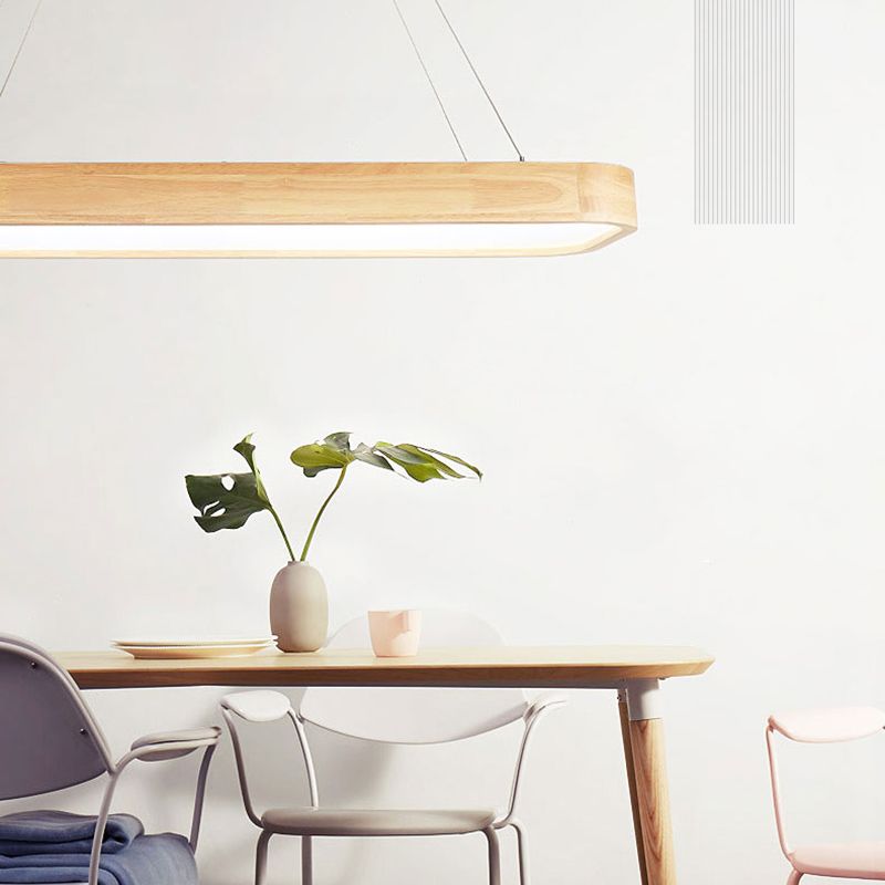 Wooden Rectangular LED Pendant Light in Modern Simplicity Acrylic Hanging Lamp for Commercial Place