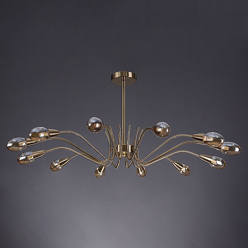 Lámpara de lámpara de lámpara de estilo posmoderno lámpara colgante de vidrio dorado para sala de estar