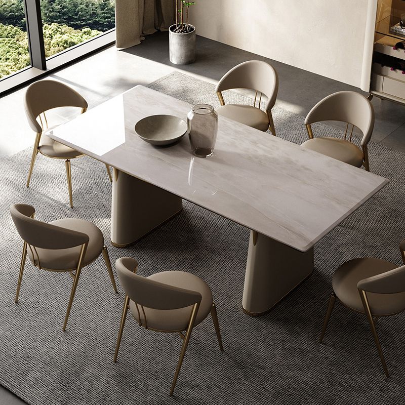 Glam Style Armless Dining Chairs Faux Leather Open Back Dining Side Chair