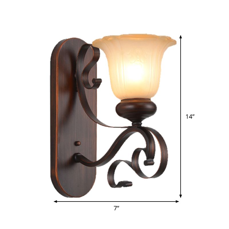 Brawn Single Bulb Sconce Light Countryside Glass Glass Blossom Wherfture Aione con braccio di scorrimento