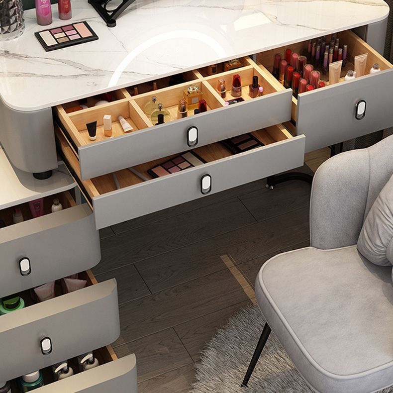 Solid Wood Makeup Counter Adjustable Mirror Vanity Dressing Table with Drawer