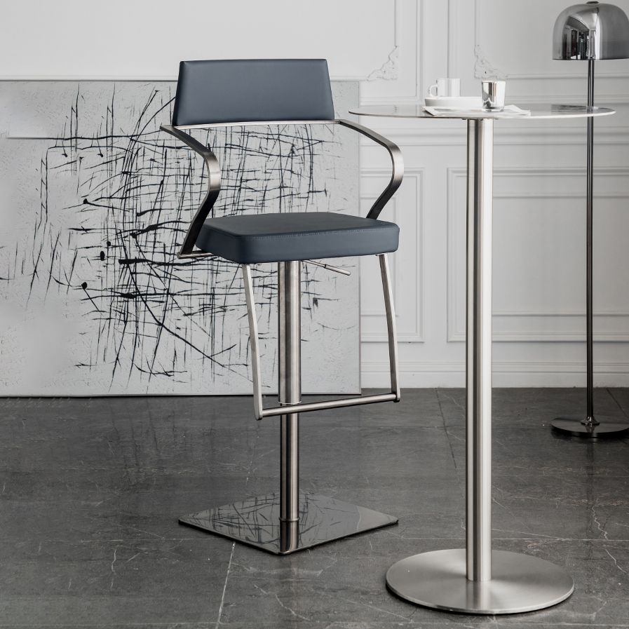 Glam Faux Leather Barstool Liftable Counter Bar Stool for Kitchen