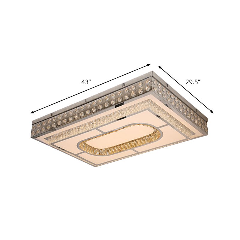 Rettangolo Parlor Massimale Light Fixture Modern Crystal Chrome Finish LED Flush Mount con Cutouts Design