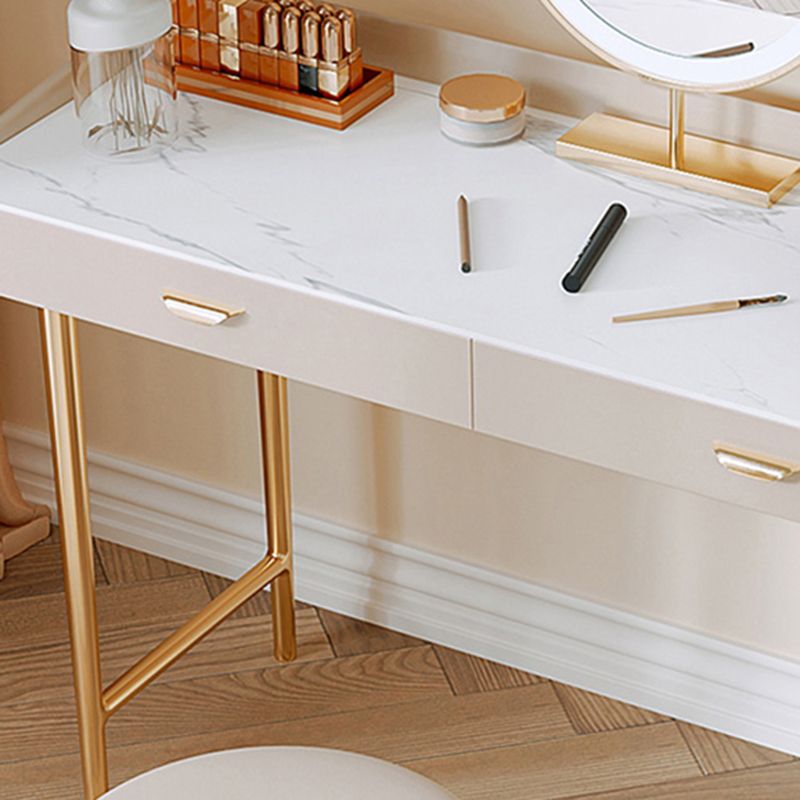 Glam Glossy Makeup Vanity Set with Drawer in White for Bedroom