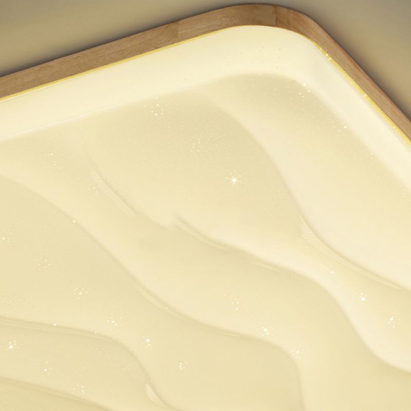 Lámpara de techo LED con forma geométrica, madera moderna, 1 luz, montaje empotrado para dormitorio, sala de estar