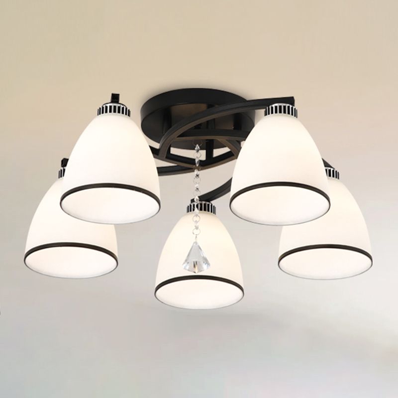 Luz de techo de vidrio moderna Luz de techo de montaje de montura de montura múltiple de luz negra para comedor