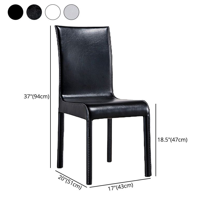 Chaise d'appoint en cuir pour restaurant contemporain Chaise de salle à manger à dossier solide (Ensemble de 2)