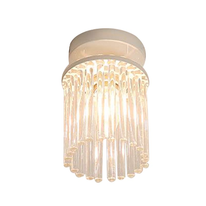 Lámpara de techo con varilla de cristal, montaje empotrado, pétalo/cilindro blanco, moderna, 1/3/5 luces