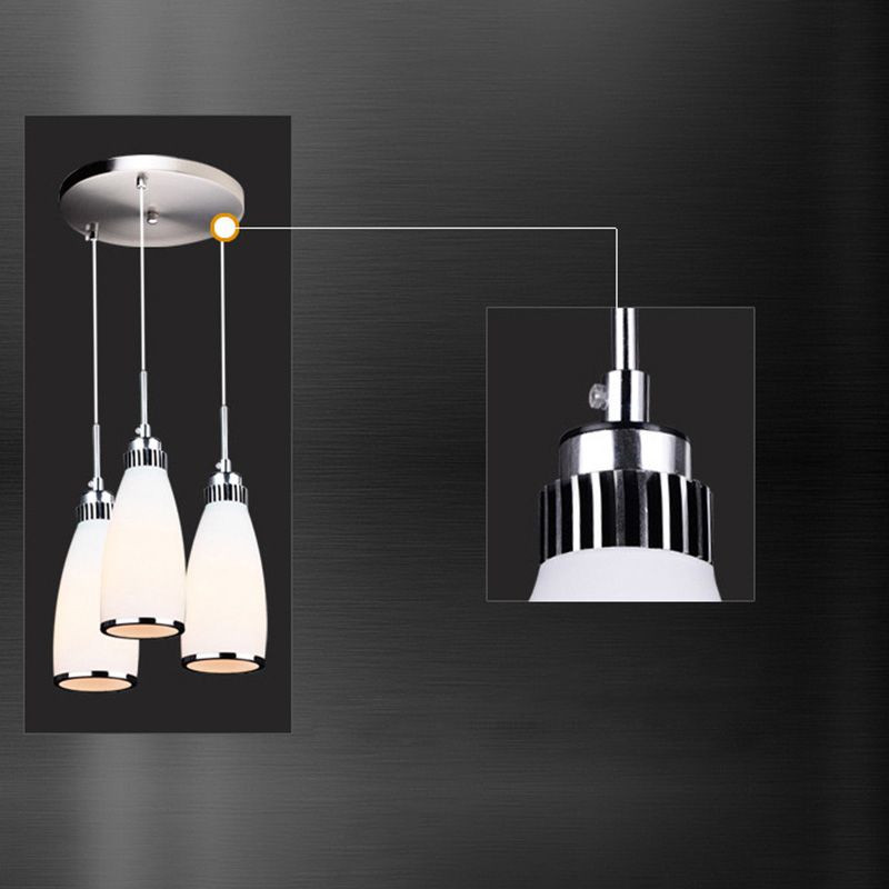 Glass Tapered Pendant Ceiling Light Minimalist Style Hanging Light Fixture in White