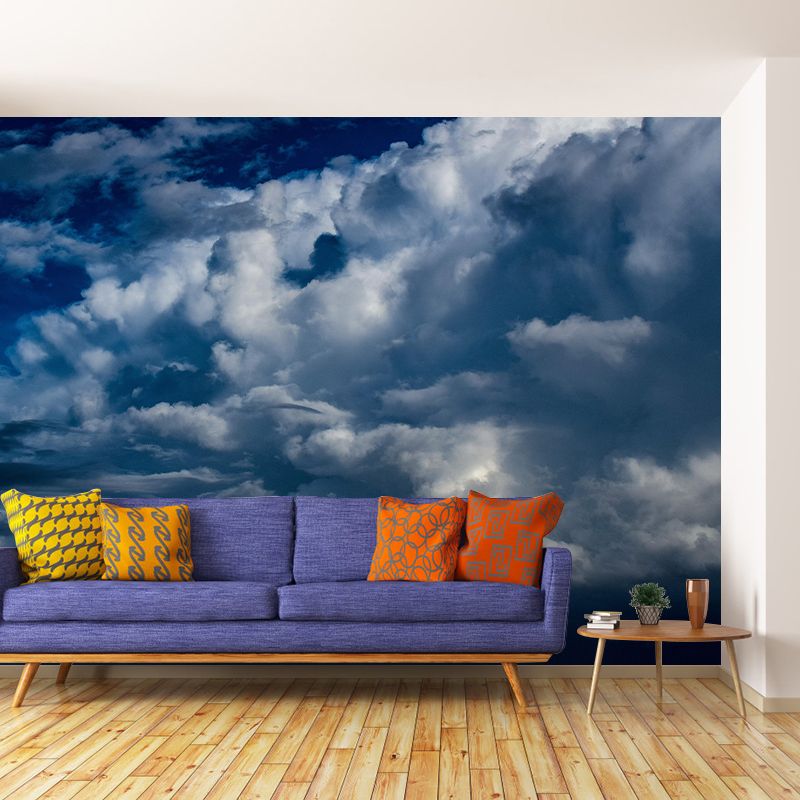 Contemporary Style Cloudscape Mural Mildew Resistant Wall Covering for Living Room Decor