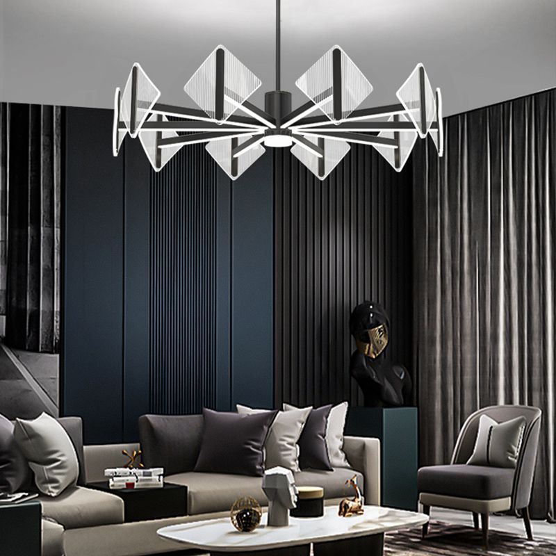 Acrylic Black Hanging Pendant Lights Contemporary Hanging Lamps for Living Room