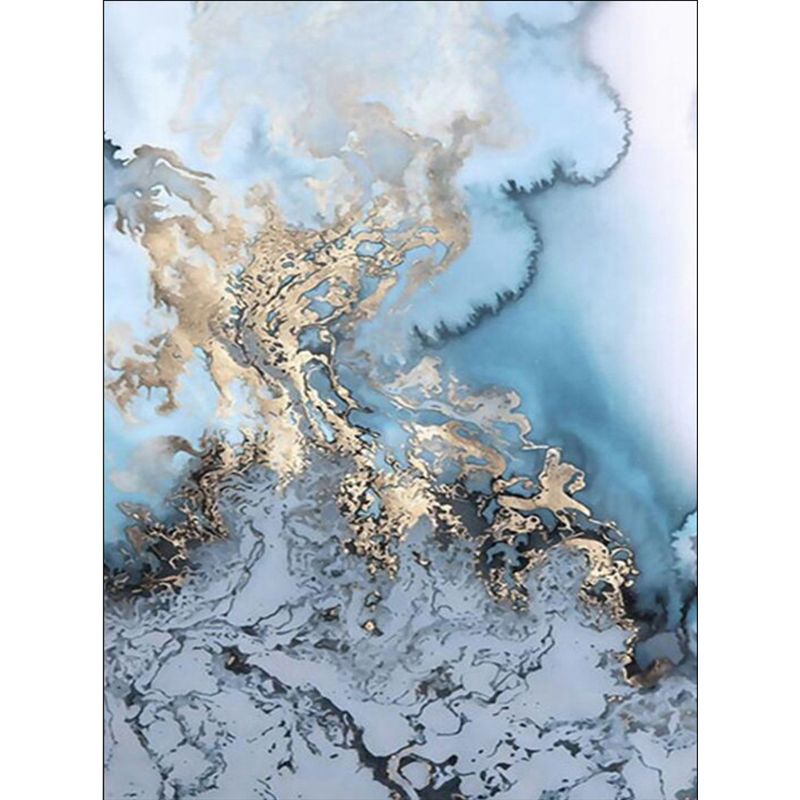 Unique Watercolor Pattern Rug Blue and Grey Modern Rug Polyester Washable Non-Slip Backing Area Rug for Living Room