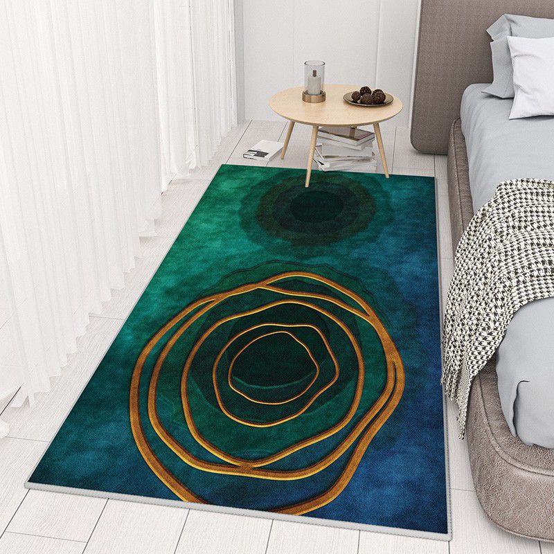 Donkergroene moderne tapijten polyester lijn tapijt vlekbestendig tapijt voor woonkamer