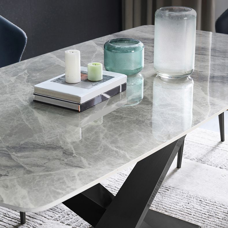 Modern Sintered Stone Top Dining Set Rectangular 1/4/5/7 Pieces Dining Area Table Set