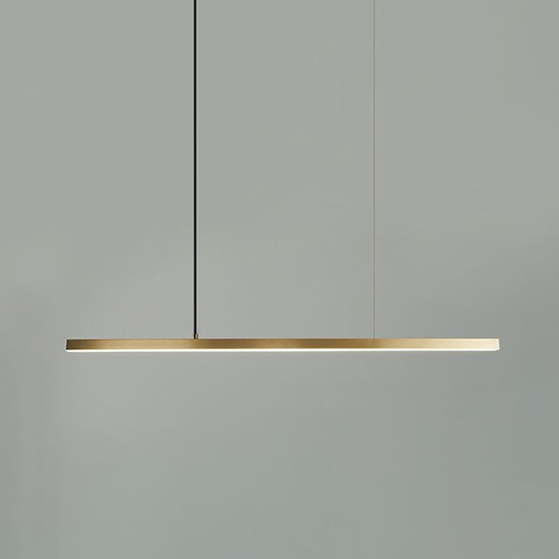 Modern Metal Pendant Light Linear Shape Island Light with Acrylic Shade for Bedroom
