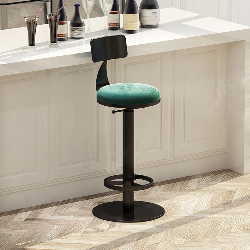 Industrial Backrest Armless Counter Stool Adjustable Bar Stool with Metal Base