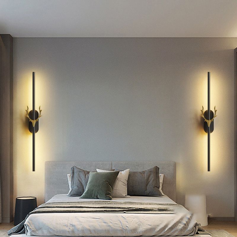 1-licht lineaire schaduwmuur SCONCE Moderne eenvoudige stijl wandverlichting in zwart