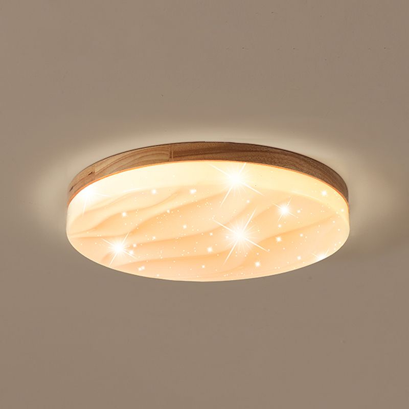 Plafonnier LED en forme de géométrie, style moderne et simple, en bois, 1 lumière, encastré, pour chambre à coucher
