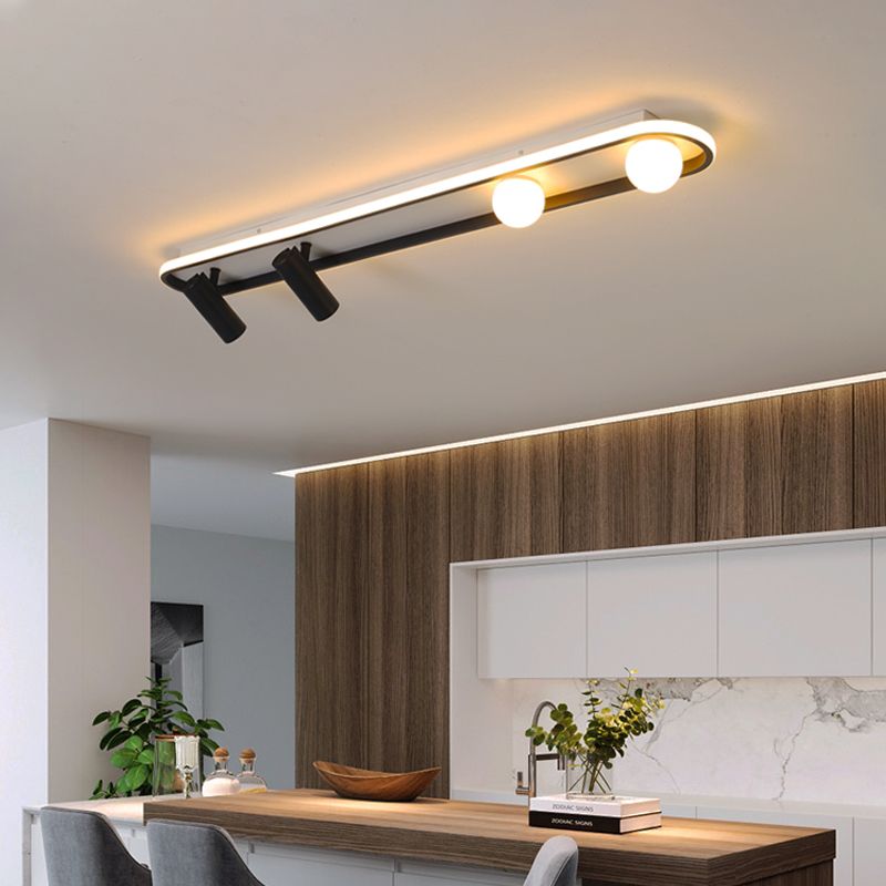 Linear LED Track Lighting Fixtures Modern Iron Ceiling Light with 2 Spotlights