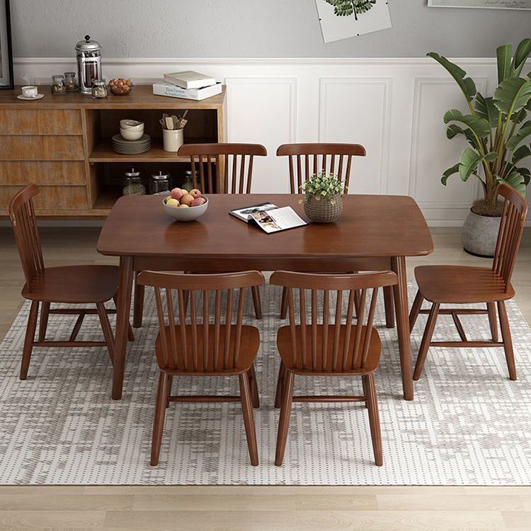 Rectangular Solid Wood Dining Table Modern Furniture with 4 Legs for Home Use