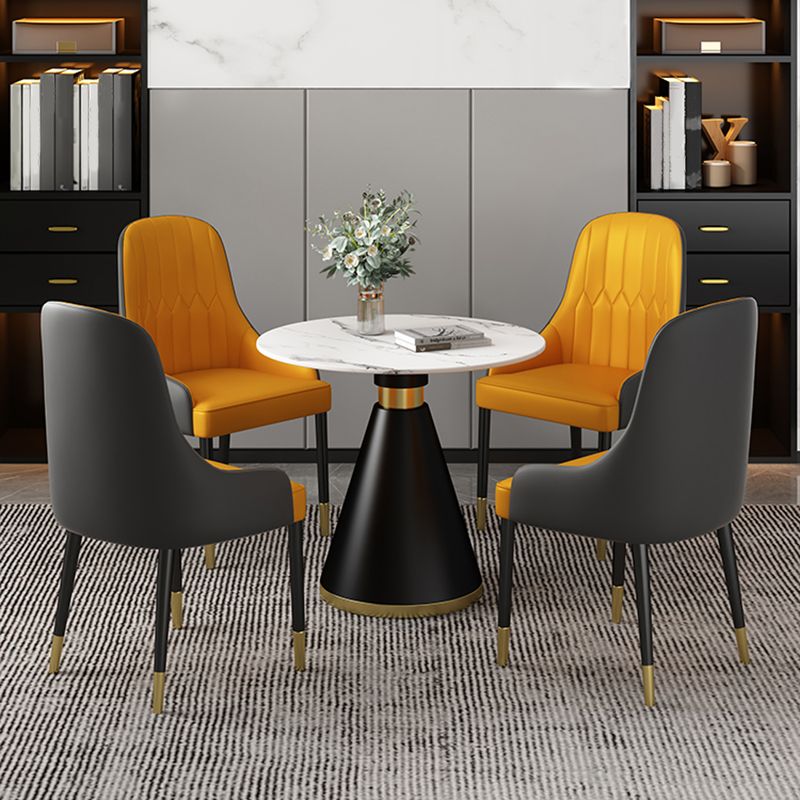 Metal Modern Round Dining Table Sintered Stone Table for Dining Room and Kitchen