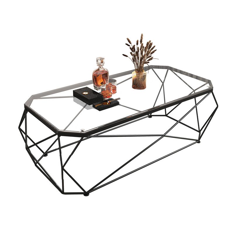 Modern Frame Coffee Table Rectangular Glass Top Coffee Cocktail Table for Living Room