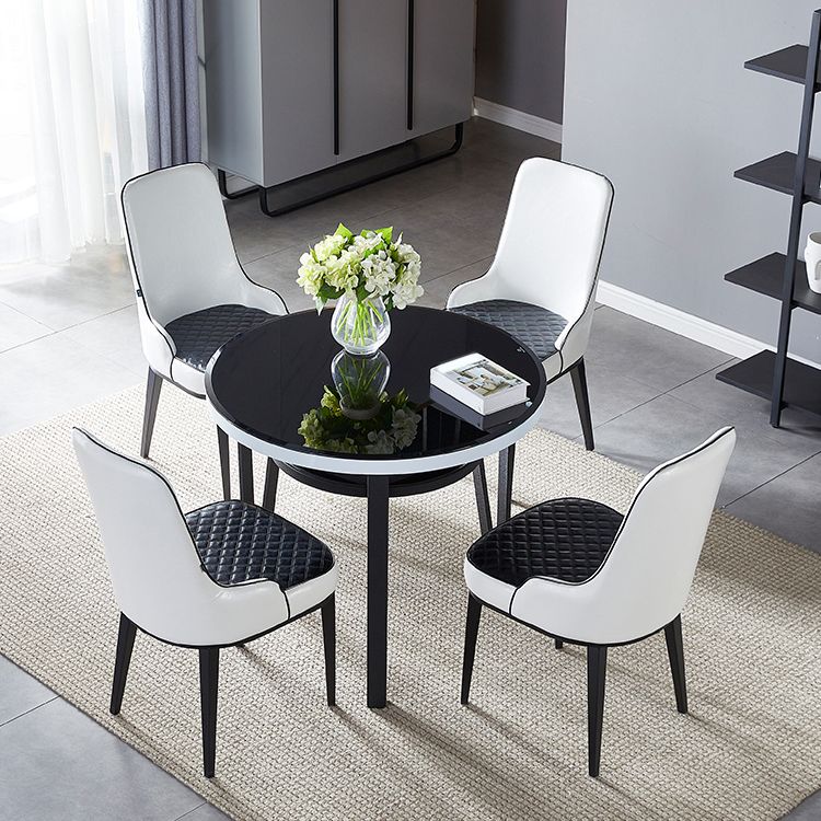 Glass Dining Room Table for 2 Person Round Tabletop with Storage