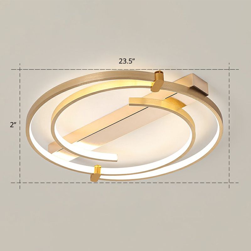 Gold Loop Ceiling Flush Light Simple Style Metal LED Flush Mount Lighting Fixture for Bedroom