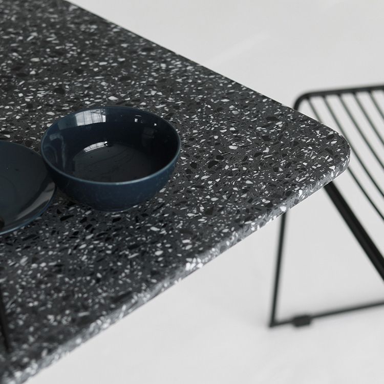 Metal Industrial Square Dining Table Concrete Top Table with Pedestal Base