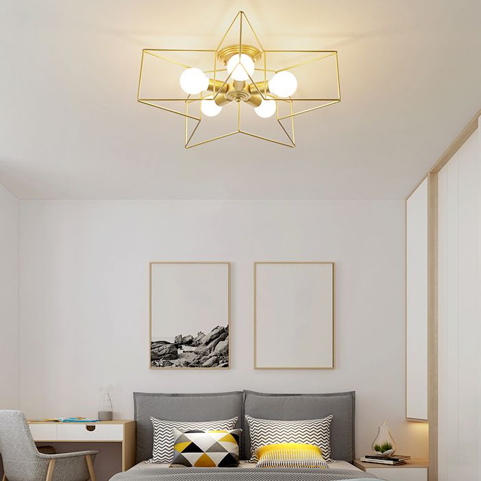Star Shape Flush Mount Ceiling Fixture Modern Flush Ceiling Lights in Gold