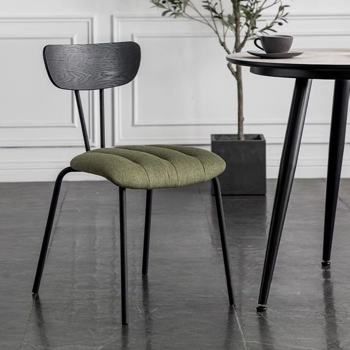 Silla de comedor tapizada sin brazos estilo industrial con respaldo abierto (juego de 2)