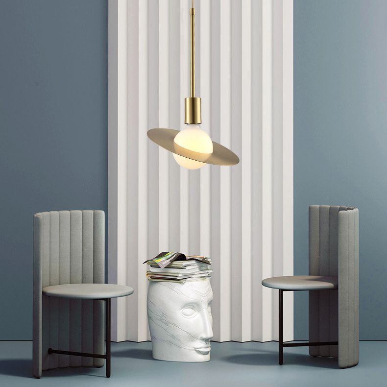 Metal Planet Pendant Light Kit Minimalist Style Pendant Lighting Fixture in Coppery