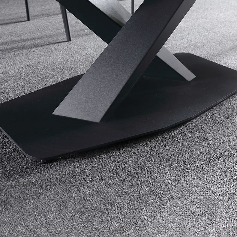 Minimalist Sintered Stone Dining Room Set Fixed Dining Set with Rectangle Table for Home Use