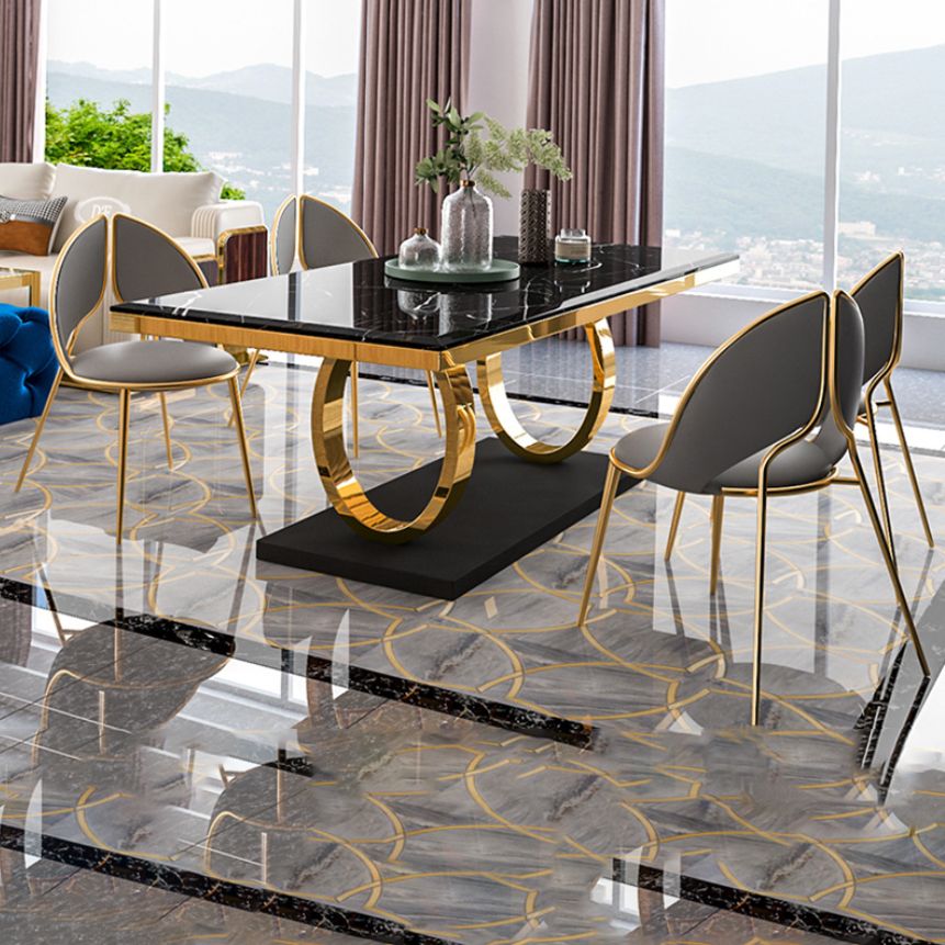 Traditional Luxury Rectangle Dining Table Stainless Steel Table for Dining Room