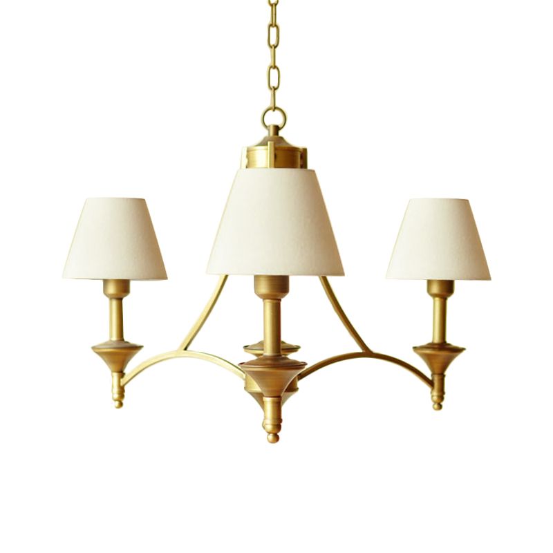 Lampada del lampadario in tessuto cono Luce tradizionale a 3 camere da letto Accensione a sospensione in verde/beige/grigio e blu