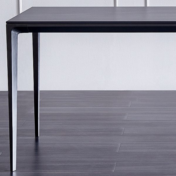 Stone Top Dining Table Rectangle Contemporary Table with 4 Legs in Black