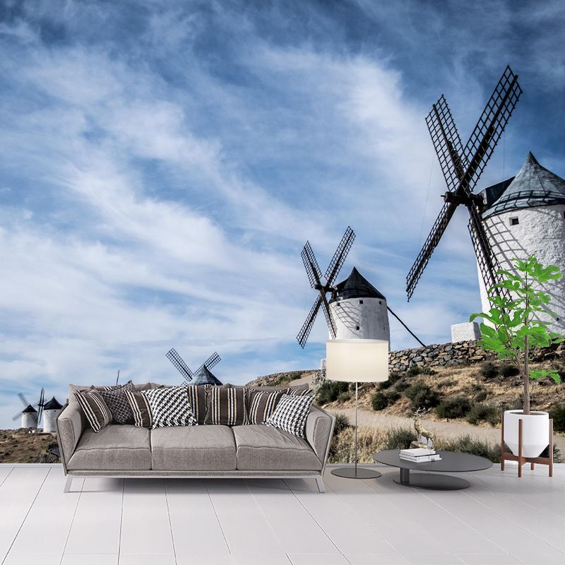 Extra Large Landscapes Windmill Mural Mildew Resistant Wall Art for Home Decor
