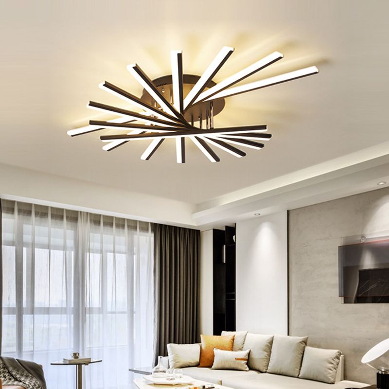 Spiral Design Stick LED-Deckenleuchte, modern, metallisch, 5/9-flammig, schwarz/weiß, halbbündige LED-Leuchte in warmem/weißem Licht