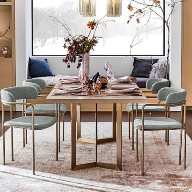 Upholstered Dining Chair Glam Style Open Back Dining Room Chair for Indoor