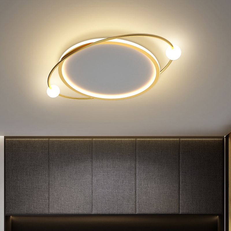 Gold Ring Flush Mount Ceiling Light Simplicity LED Acrylic Close to Ceiling Lamp